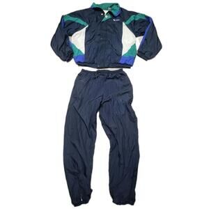 Vintage Givenchy Track Suit Windbreaker Mens Medium Blue Green 80s